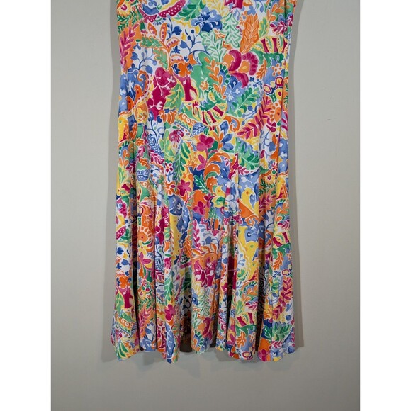 LAUREN Ralph Lauren Womens Paisley Midi Dress Sz M Colorful Preppy Resortwear - Picture 5 of 7